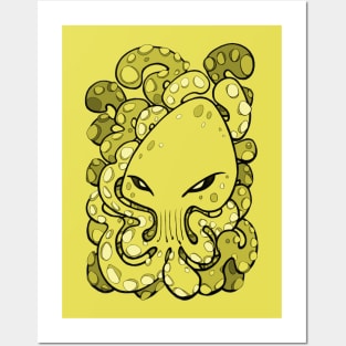 Octopus Squid Kraken Cthulhu Sea Creature - Meadow Lark Yellow Posters and Art